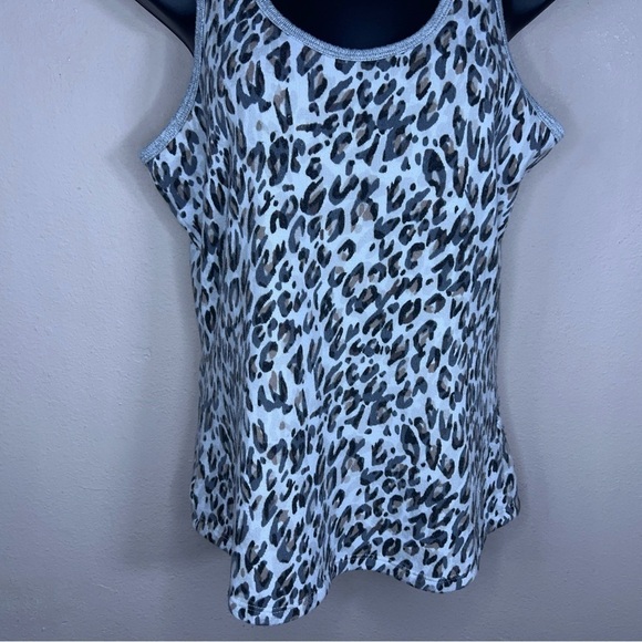 SMALL LIVE LOVE LOUNGE LEOPARD PRINT TANK GREY WHITE ANIMAL PRINT - Picture 2 of 12